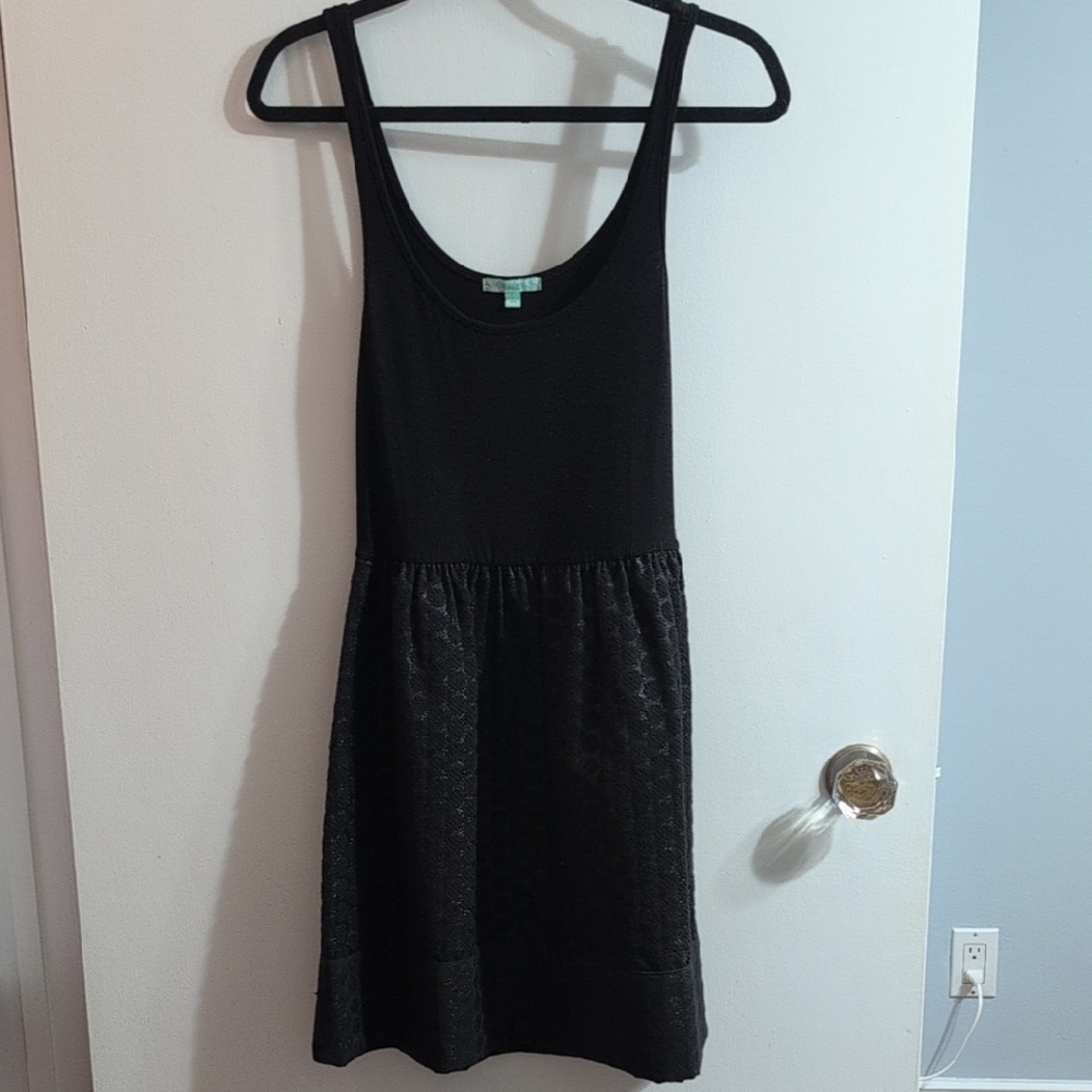 Mini Black Dress With Polka Dot Detail